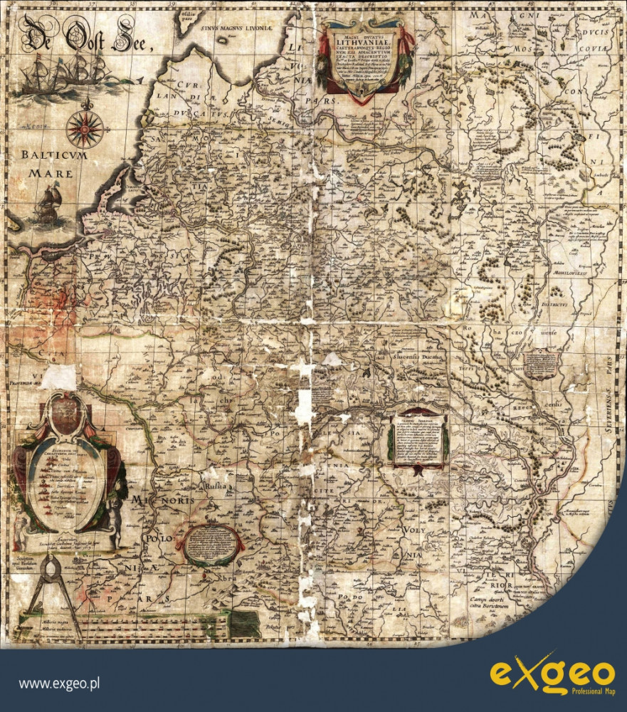 Mapa Radziwiłłowska Wielkiego Księstwa Litewskiego, mapa Litwy, mapa Rzeczpospolitej, dawna mapa Polski, mapy historyczne, kartografia historyczna, exgeo